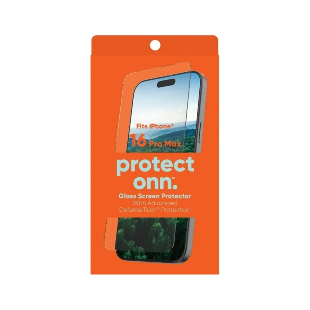 onn. DefenseTech Blue Light Filtering iPhone 16 Pro Max Glass Screen Protector